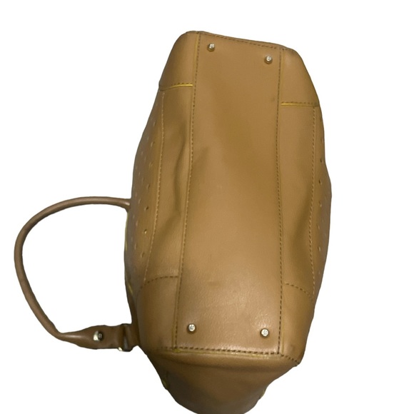 Kate Spade Laser Cut Dot Tan Leather Bag with Yellow Accents - Picture 8 of 12
